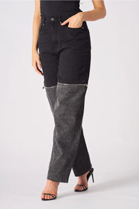 2-in-1 Detachable Wide Leg Jean - Black