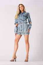 Load image into Gallery viewer, 3-in-1 Denim Dress Detachable Sleeve Jacket &amp; Skirt - Blue
