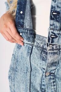3-in-1 Denim Dress Detachable Sleeve Jacket & Skirt - Blue
