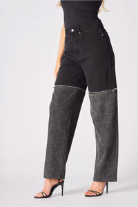 2-in-1 Detachable Wide Leg Jean - Black