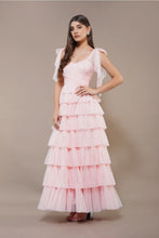 Load image into Gallery viewer, Pink Tulle Maxi Dress with tie detail
