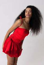 Load image into Gallery viewer, Red puffball dresss
