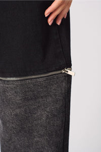 2-in-1 Detachable Wide Leg Jean - Black