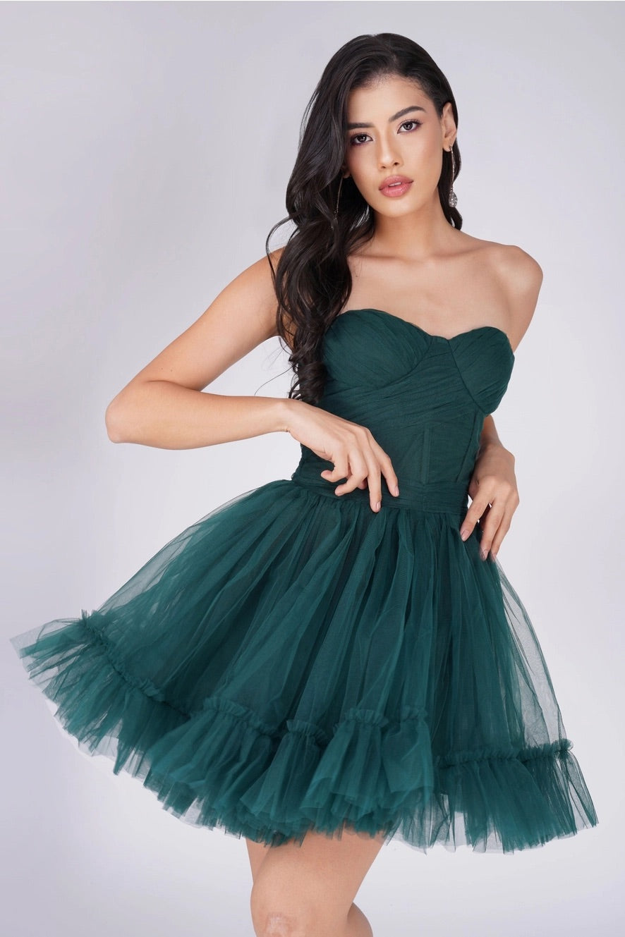 Molly Green Tulle Mini Dress