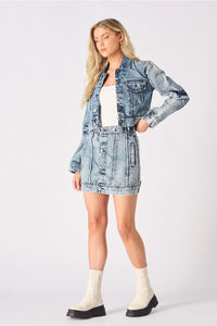3-in-1 Denim Dress Detachable Sleeve Jacket & Skirt - Blue