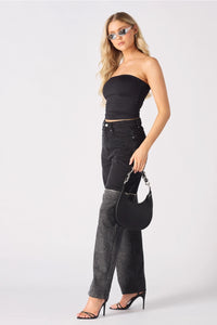 2-in-1 Detachable Wide Leg Jean - Black