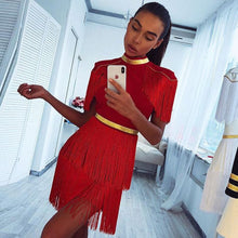 Load image into Gallery viewer, Elegant Metallic Tassel  Bandage Dress
