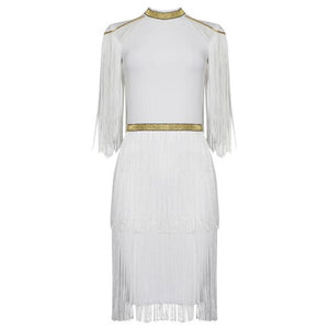 Elegant Metallic Tassel  Bandage Dress
