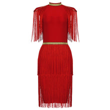Load image into Gallery viewer, Elegant Metallic Tassel  Bandage Dress
