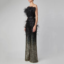 Load image into Gallery viewer, Lola Black Feather  Jumpsuit
