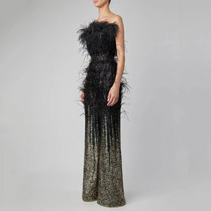 Lola Black Feather  Jumpsuit