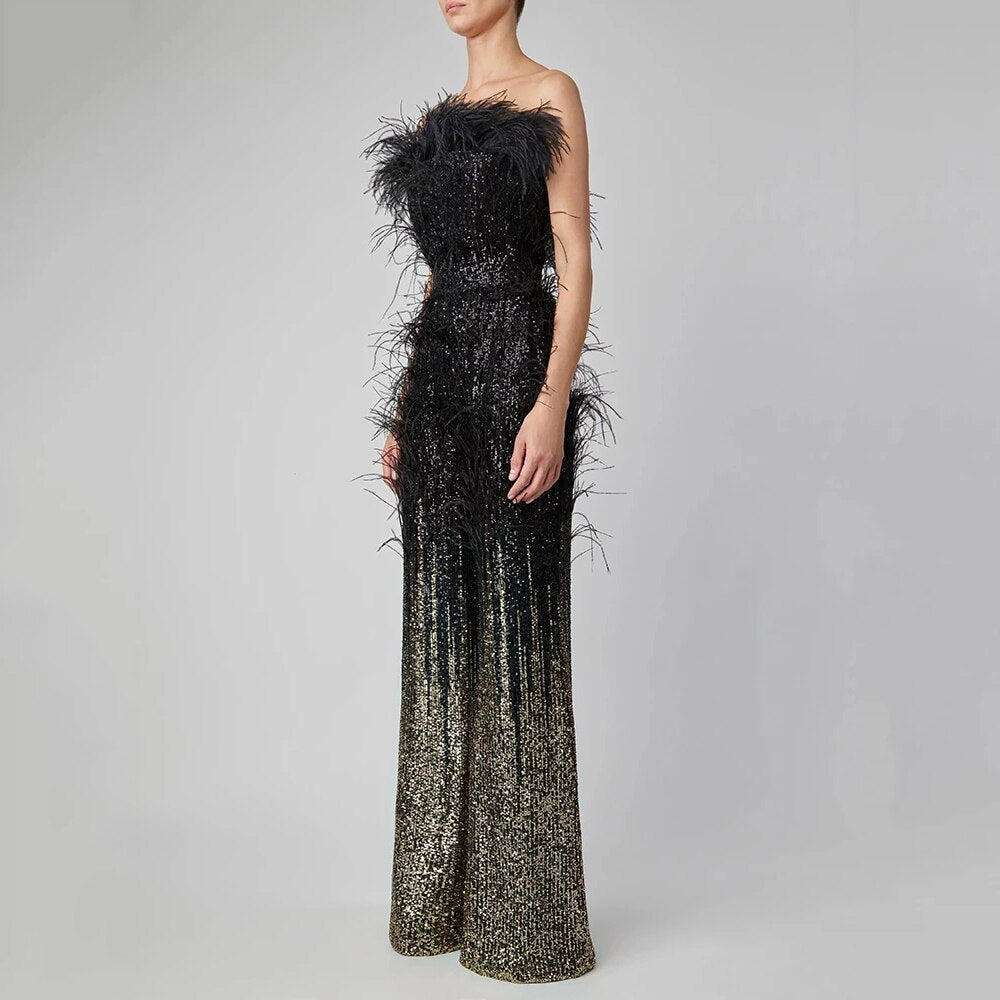 Lola Black Feather  Jumpsuit