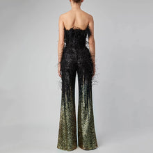 Load image into Gallery viewer, Lola Black Feather  Jumpsuit
