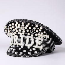 Load image into Gallery viewer, Luxury Pearl Black Bridal Hat
