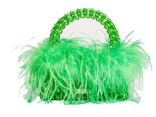 Load image into Gallery viewer, Pearl bead bag with Ostrich feathers
