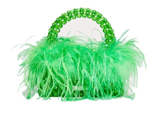 Pearl bead bag with Ostrich feathers