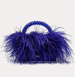 Pearl bead bag with Ostrich feathers