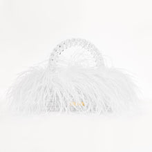 Load image into Gallery viewer, Pearl bead bag with Ostrich feathers
