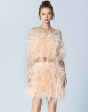 Load image into Gallery viewer, Ostrich Feather Mini Skirt and cropped Top Set
