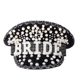 Luxury Pearl Black Bridal Hat