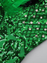 Load image into Gallery viewer, Green Feather Embellished Sequin Dress
