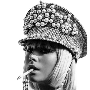 Luxury Pearl Black Bridal Hat
