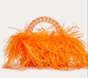 Pearl bead bag with Ostrich feathers