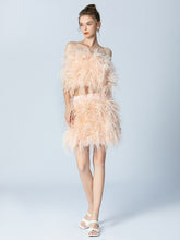Load image into Gallery viewer, Ostrich Feather Mini Skirt and cropped Top Set

