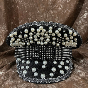 Luxury Pearl Black Bridal Hat