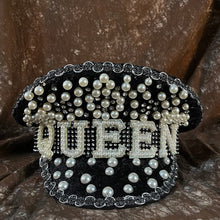 Load image into Gallery viewer, Luxury Pearl Black Bridal Hat
