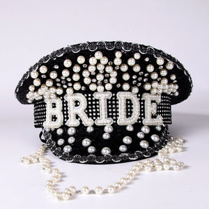 Luxury Pearl Black Bridal Hat