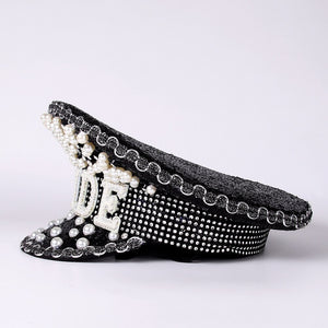Luxury Pearl Black Bridal Hat