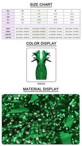 Green Feather Embellished Sequin Dress