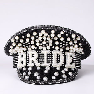 Luxury Pearl Black Bridal Hat