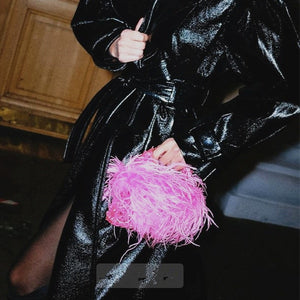 Pearl bead bag with Ostrich feathers