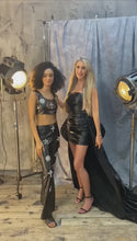 Load and play video in Gallery viewer, Moonlight Flax Leather Crystal encrusted Crop Top and Trouser Set
