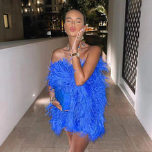 Load image into Gallery viewer, Elegant Feather Mini Cocktail Dress
