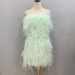 Elegant Feather Mini Cocktail Dress