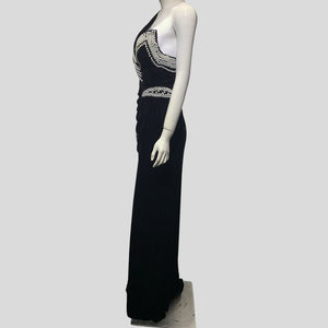 Beaded Embellished Velvet Gown