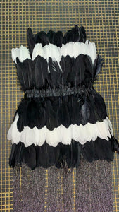 High Quality Feather Strapless Tassel Dress