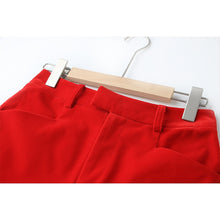 Load image into Gallery viewer, HarleyFashion Women Red Velvet Track Suit Quality Blazer and Pants for Lady Office 2 Pieces Sets Luxury Design
