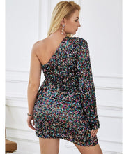 Load image into Gallery viewer, Plus Size Off-Shoulder Sequins Mini Dress
