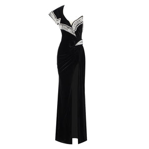 Beaded Embellished Velvet Gown