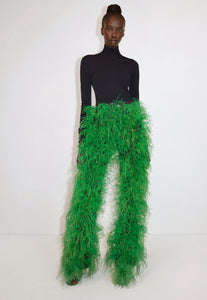 Designer Style Puffy Feather Jeans