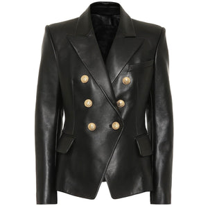 Genuine Leather Elegant Blazer