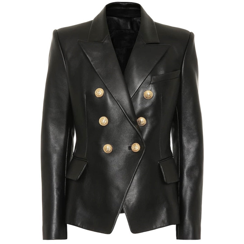 Genuine Leather Elegant Blazer