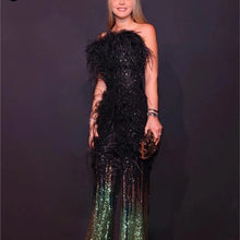 Load image into Gallery viewer, Lola Black Feather  Jumpsuit
