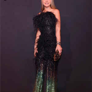 Lola Black Feather  Jumpsuit