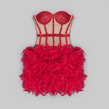 Load image into Gallery viewer, Vagas Strapless Sequined Feathers Bandage Dress
