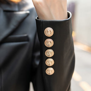 Genuine Leather Elegant Blazer